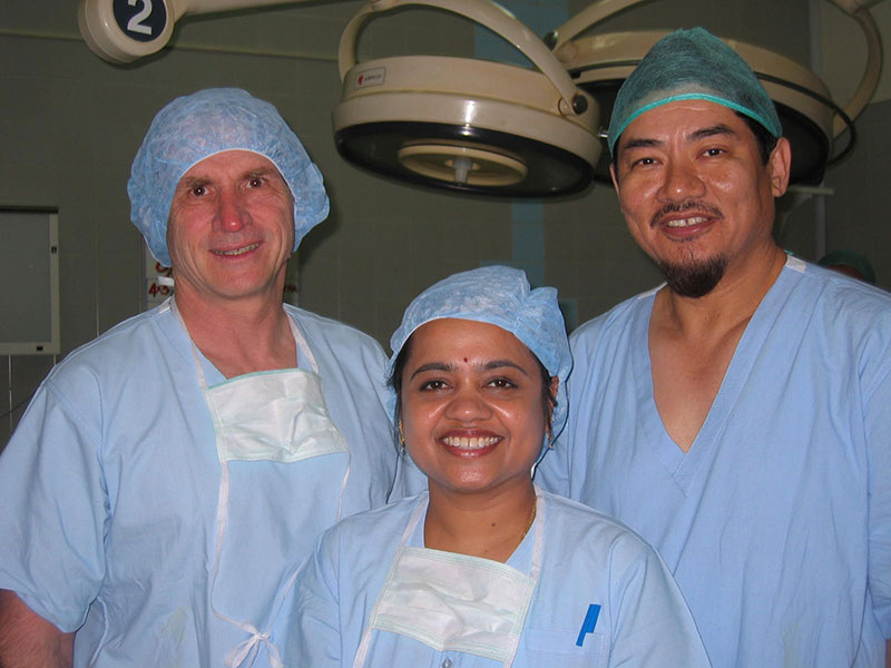 Dr. Wright teaching surgery in Kuwait.